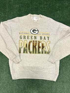 Vintage 1993 Green Bay Packers Locker Line Heather Grey Graphic Sweatshirt Size